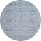 8' Blue And Ivory Geometric Washable Round Rug With UV Protection