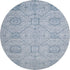 8' Blue And Ivory Geometric Washable Round Rug With UV Protection