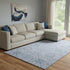 8' X 10' Blue And Ivory Geometric Washable Area Rug With UV Protection