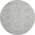 8' Silver And Gray Geometric Washable Round Rug With UV Protection