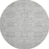 8' Silver And Gray Geometric Washable Round Rug With UV Protection