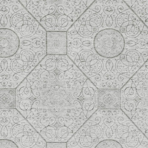 9' X 12' Silver And Gray Geometric Washable Area Rug With UV Protection