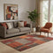 5' X 8' Chocolate Orange And Rust Geometric Washable Area Rug With UV Protection