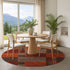 8' Chocolate Orange And Rust Geometric Washable Round Rug With UV Protection