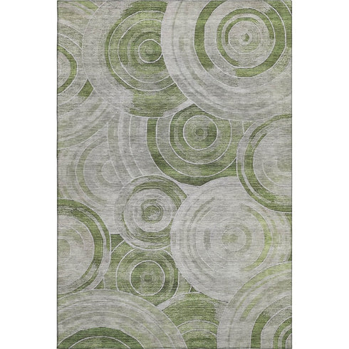 8' X 10' Artichoke Green Gray And Silver Geometric Washable Area Rug With UV Protection
