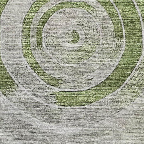 8' X 10' Artichoke Green Gray And Silver Geometric Washable Area Rug With UV Protection
