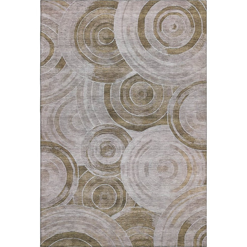 5' X 8' Brown And Gray Geometric Washable Area Rug With UV Protection