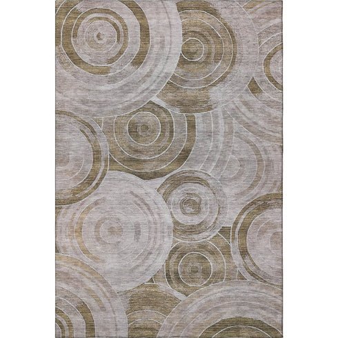 5' X 8' Brown And Gray Geometric Washable Area Rug With UV Protection