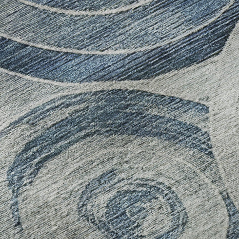 5' X 8' Blue And Gray Geometric Washable Area Rug With UV Protection