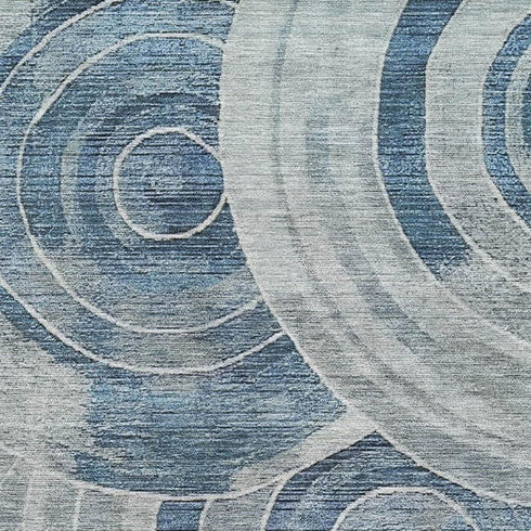 5' X 8' Blue And Gray Geometric Washable Area Rug With UV Protection