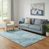 5' X 8' Denim Blue And Sky Blue Geometric Washable Area Rug With UV Protection
