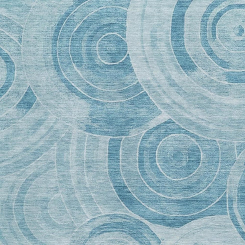 5' X 8' Denim Blue And Sky Blue Geometric Washable Area Rug With UV Protection