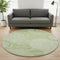 8' Sage And Fern Green Geometric Washable Round Rug With UV Protection