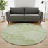8' Sage And Fern Green Geometric Washable Round Rug With UV Protection
