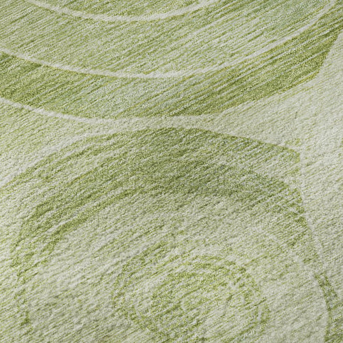 8' Sage And Fern Green Geometric Washable Round Rug With UV Protection
