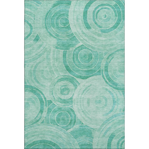 8' X 10' Teal And Ivory Geometric Washable Area Rug With UV Protection