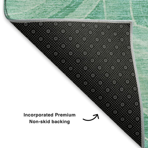 8' X 10' Teal And Ivory Geometric Washable Area Rug With UV Protection