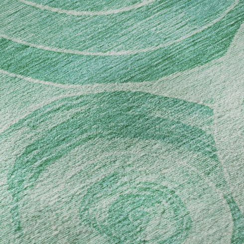8' X 10' Teal And Ivory Geometric Washable Area Rug With UV Protection