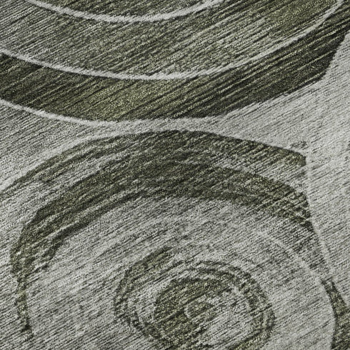 8' Taupe And Beige Geometric Washable Round Rug With UV Protection