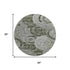 8' Taupe And Beige Geometric Washable Round Rug With UV Protection