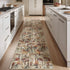 Beige Red And Ivory Abstract Washable Area Rug