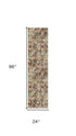Beige Red And Ivory Abstract Washable Area Rug