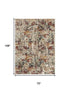 Beige Red And Ivory Abstract Washable Area Rug