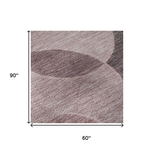 5' X 8' Blush And Pink Geometric Washable Area Rug With UV Protection