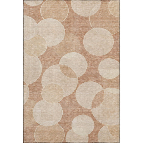 5' X 8' Coral And Peach Geometric Washable Area Rug With UV Protection