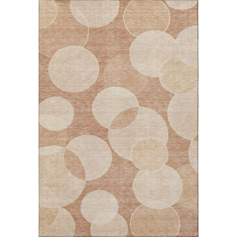 5' X 8' Coral And Peach Geometric Washable Area Rug With UV Protection