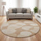 8' Coral And Peach Geometric Washable Round Rug With UV Protection