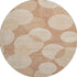 8' Coral And Peach Geometric Washable Round Rug With UV Protection