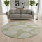 8' Tan And Beige Geometric Washable Round Rug With UV Protection