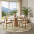 8' Tan And Beige Geometric Washable Round Rug With UV Protection