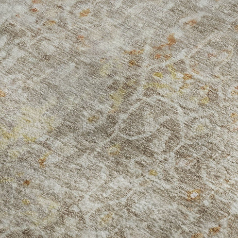 5' X 8' Brown Gold And Orange Oriental Washable Area Rug With UV Protection