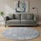 8' Denim Blue And Ivory Oriental Washable Round Rug With UV Protection