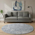 8' Denim Blue And Ivory Oriental Washable Round Rug With UV Protection