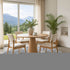 8' Denim Blue And Ivory Oriental Washable Round Rug With UV Protection