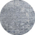 8' Denim Blue And Ivory Oriental Washable Round Rug With UV Protection