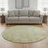 8' Sage Gold And Copper Oriental Washable Round Rug With UV Protection