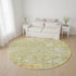 8' Sage Gold And Copper Oriental Washable Round Rug With UV Protection