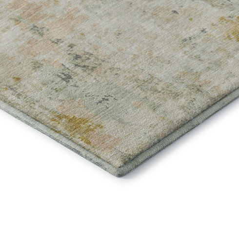 5' X 8' Beige Gold And Ivory Abstract Washable Area Rug With UV Protection