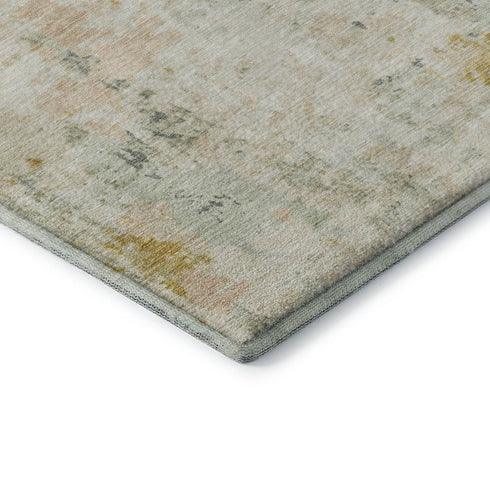 8' X 10' Beige Gold And Ivory Abstract Washable Area Rug With UV Protection