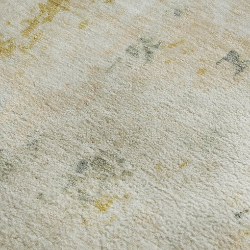 8' X 10' Beige Gold And Ivory Abstract Washable Area Rug With UV Protection
