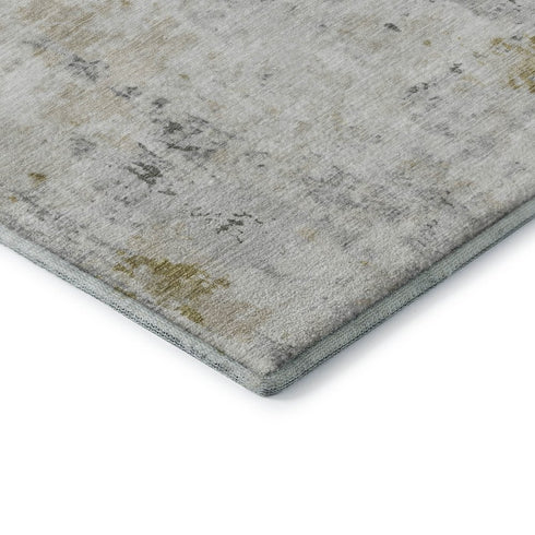 8' X 10' Linen Beige And Gray Abstract Washable Area Rug With UV Protection
