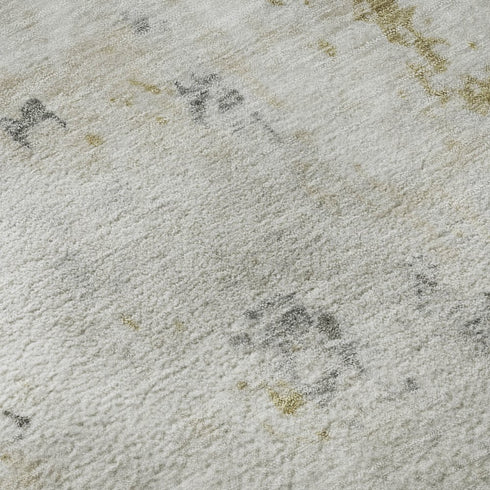 8' X 10' Linen Beige And Gray Abstract Washable Area Rug With UV Protection