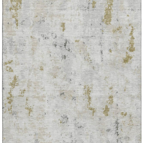 8' X 10' Linen Beige And Gray Abstract Washable Area Rug With UV Protection