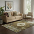 5' X 8' Brown Beige And Charcoal Geometric Washable Area Rug With UV Protection