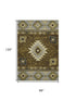 8' X 10' Brown Beige And Charcoal Geometric Washable Area Rug With UV Protection