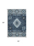 5' X 8' Blue Charcoal And Gray Geometric Washable Area Rug With UV Protection